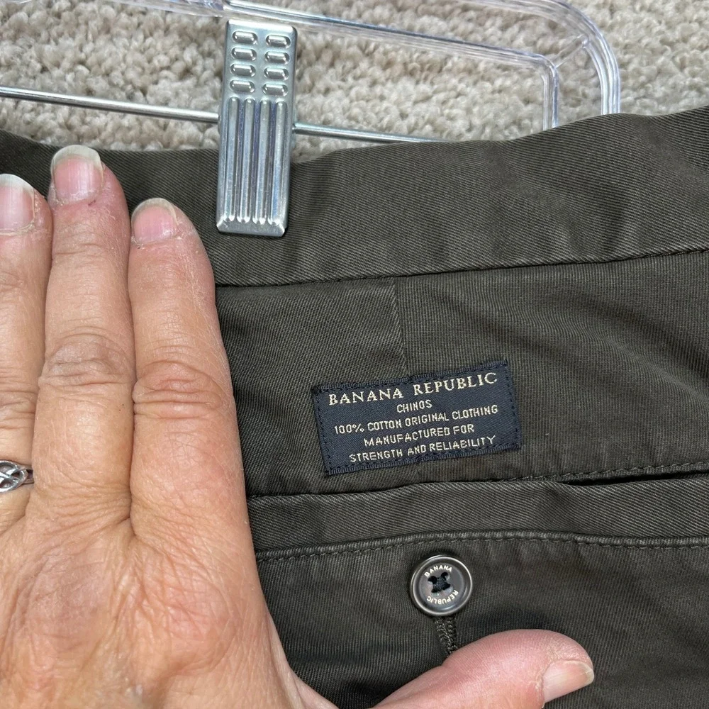 Banana Republic Gavin Pants Men 36x34 Brown Straight Leg Flat Front Chinos Twill